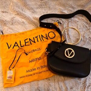 Valentino Black Leather Handbag with detachable Strap